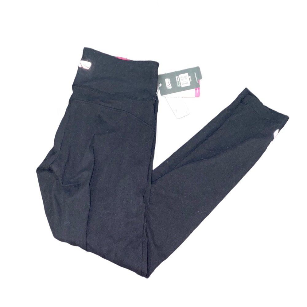 Marika Tek Black Leggings w/Pink & Reflective Accents – Med – Ankle Length - NWT